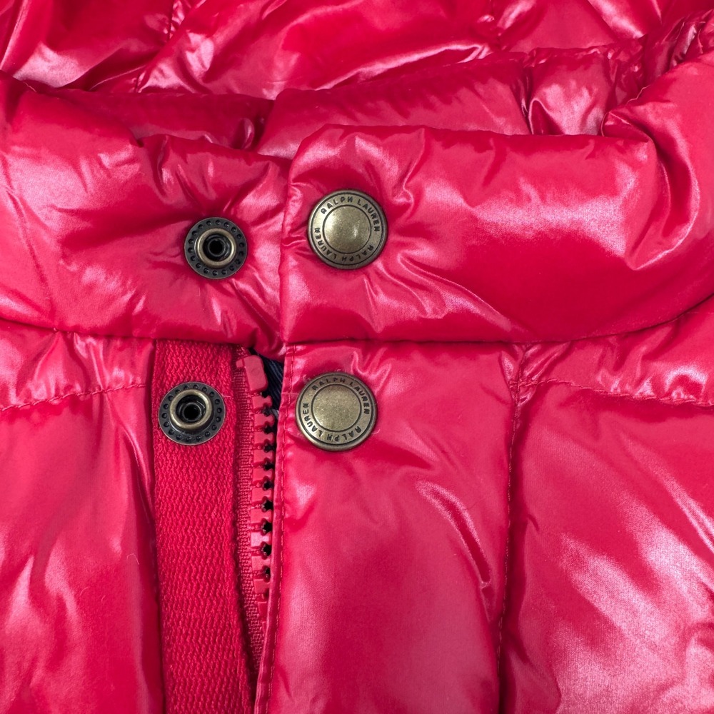 Ralph Lauren Puffer Jacket Girls Red Hooded Down Coat 6 Months - Picture 7 of 9